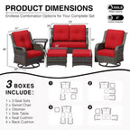 UPTIOT Premium 2-Sitzer Outdoor-Sofa-Set mit Drehstühlen & multifunktionalen Hockern