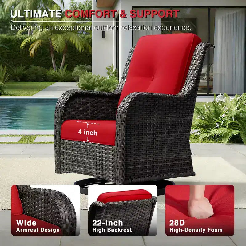 UPTIOT Premium 2-Sitzer Outdoor-Sofa-Set mit Drehstühlen & multifunktionalen Hockern