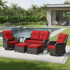 UPTIOT Premium 2-Sitzer Outdoor-Sofa-Set mit Drehstühlen & multifunktionalen Hockern