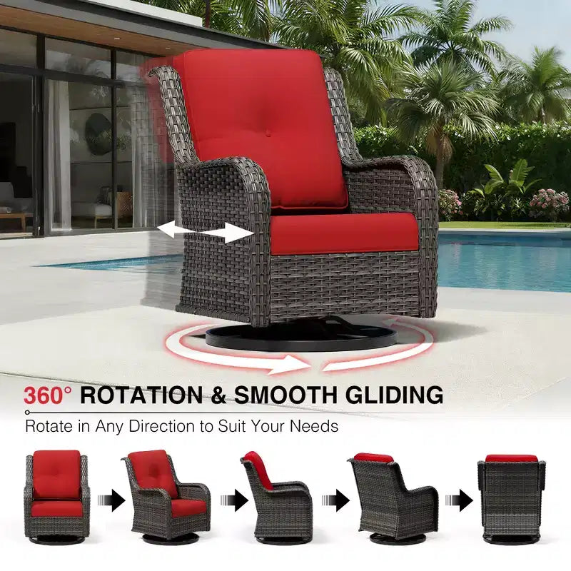 UPTIOT Premium 2-Sitzer Outdoor-Sofa-Set mit Drehstühlen & multifunktionalen Hockern