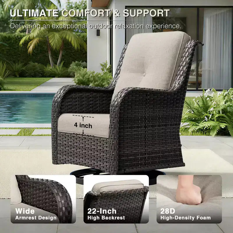 UPTIOT Premium 2-Sitzer Outdoor-Sofa-Set mit Drehstühlen & multifunktionalen Hockern
