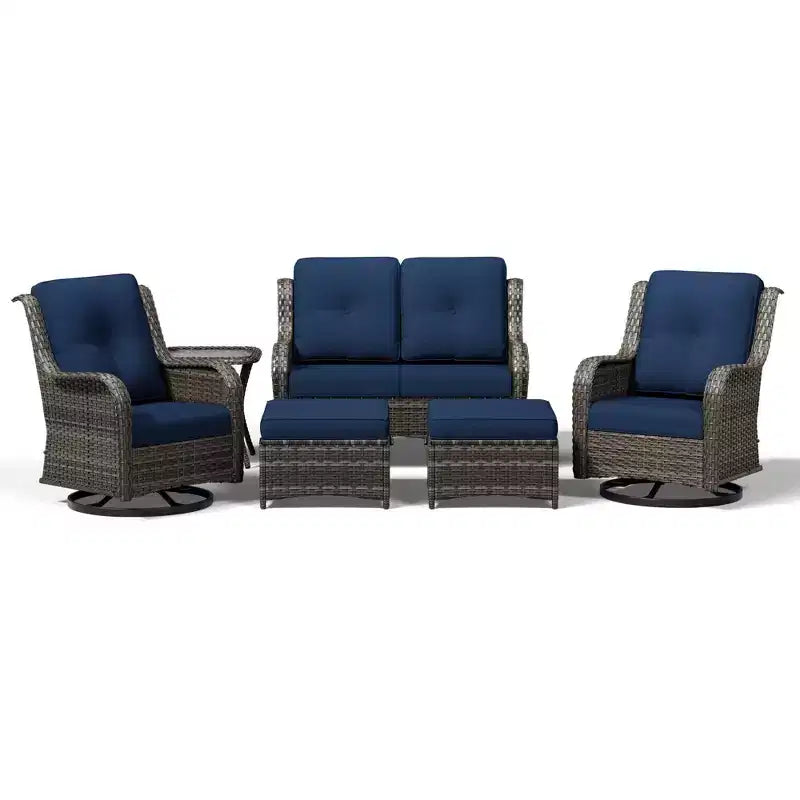 UPTIOT Premium 2-Sitzer Outdoor-Sofa-Set mit Drehstühlen & multifunktionalen Hockern