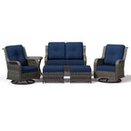 UPTIOT Premium 2-Sitzer Outdoor-Sofa-Set mit Drehstühlen & multifunktionalen Hockern