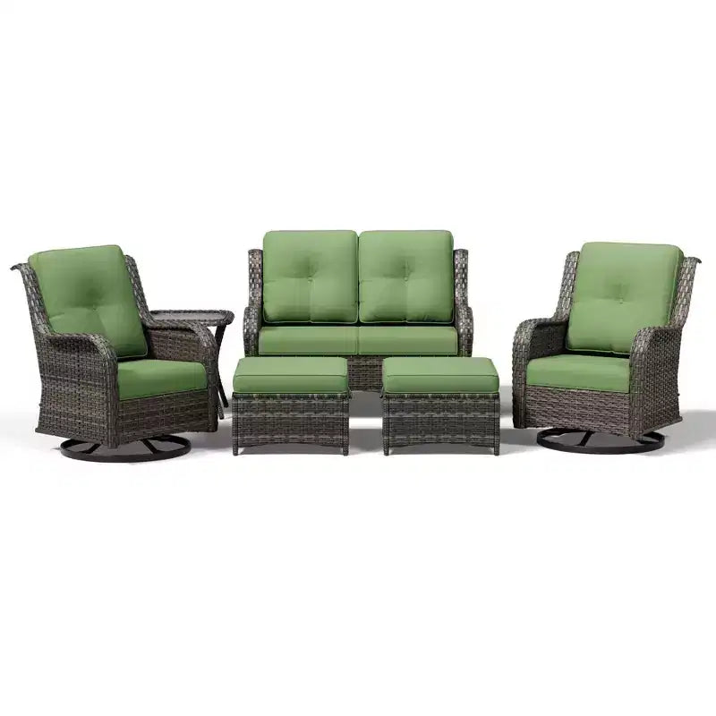 UPTIOT Premium 2-Sitzer Outdoor-Sofa-Set mit Drehstühlen & multifunktionalen Hockern