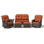 UPTIOT Premium 2-Sitzer Outdoor-Sofa-Set mit Drehstühlen & multifunktionalen Hockern