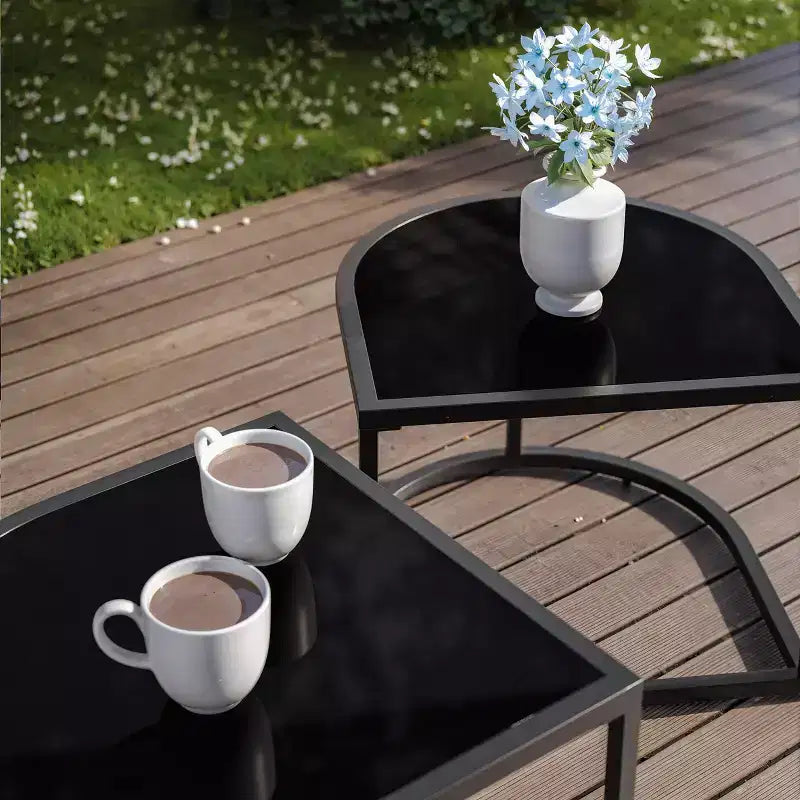 ALAULM 5-teilige Garten-Sofagarnitur mit modularem Couchtisch, wasserdichte, abnehmbare 6 Kissen, wetterfester Einsatz, für Rasen, Garten, Hinterhof, Marineblau