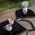 ALAULM 5-teilige Garten-Sofagarnitur mit modularem Couchtisch, wasserdichte, abnehmbare 6 Kissen, wetterfester Einsatz, für Rasen, Garten, Hinterhof, Marineblau