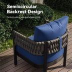 ALAULM 5-teilige Garten-Sofagarnitur mit modularem Couchtisch, wasserdichte, abnehmbare 6 Kissen, wetterfester Einsatz, für Rasen, Garten, Hinterhof, Marineblau