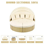 GDFStudio Vera Ecksofa-Set und Rattan-Tagesbett, rund, wandelbar, mit ausziehbarer Überdachung für die Terrasse