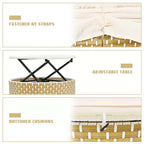 GDFStudio Vera Ecksofa-Set und Rattan-Tagesbett, rund, wandelbar, mit ausziehbarer Überdachung für die Terrasse
