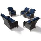 UPTIOT Outdoor Rattansofa mit 2 Sitzen und 4 Stühlen inklusive wetterfester Polster