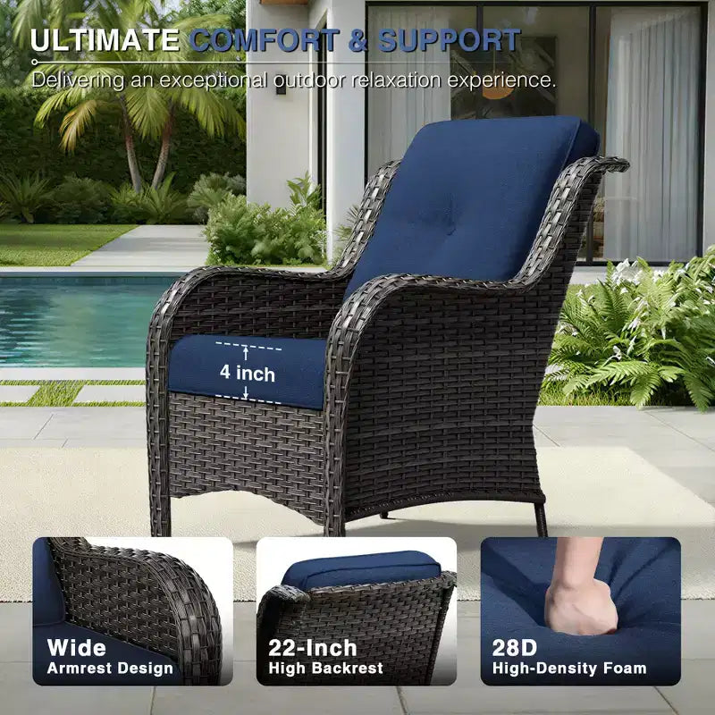 UPTIOT Outdoor Rattansofa mit 2 Sitzen und 4 Stühlen inklusive wetterfester Polster
