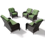 UPTIOT Outdoor Rattansofa mit 2 Sitzen und 4 Stühlen inklusive wetterfester Polster