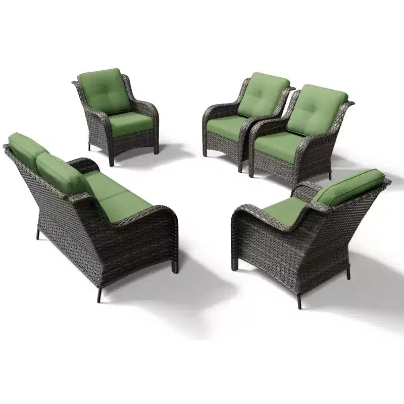 UPTIOT Outdoor Rattansofa mit 2 Sitzen und 4 Stühlen inklusive wetterfester Polster