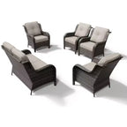 UPTIOT Outdoor Rattansofa mit 2 Sitzen und 4 Stühlen inklusive wetterfester Polster
