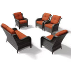 UPTIOT Outdoor Rattansofa mit 2 Sitzen und 4 Stühlen inklusive wetterfester Polster