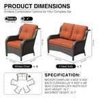 UPTIOT Outdoor Rattansofa mit 2 Sitzen und 4 Stühlen inklusive wetterfester Polster