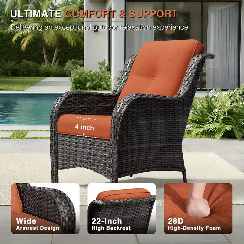 UPTIOT Outdoor Rattansofa mit 2 Sitzen und 4 Stühlen inklusive wetterfester Polster