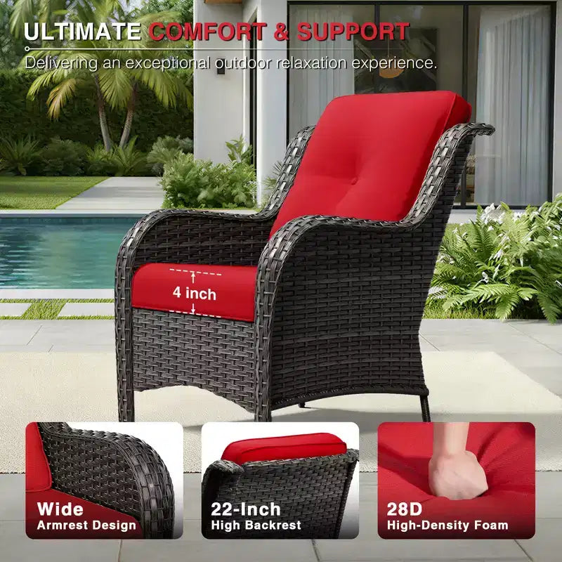 UPTIOT Outdoor Rattansofa mit 2 Sitzen und 4 Stühlen inklusive wetterfester Polster