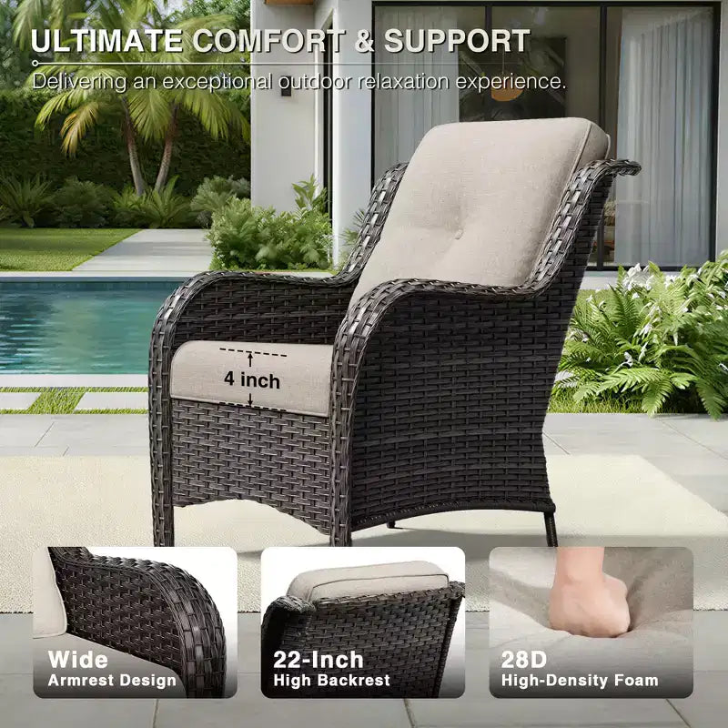 UPTIOT Outdoor Rattansofa mit 2 Sitzen und 4 Stühlen inklusive wetterfester Polster