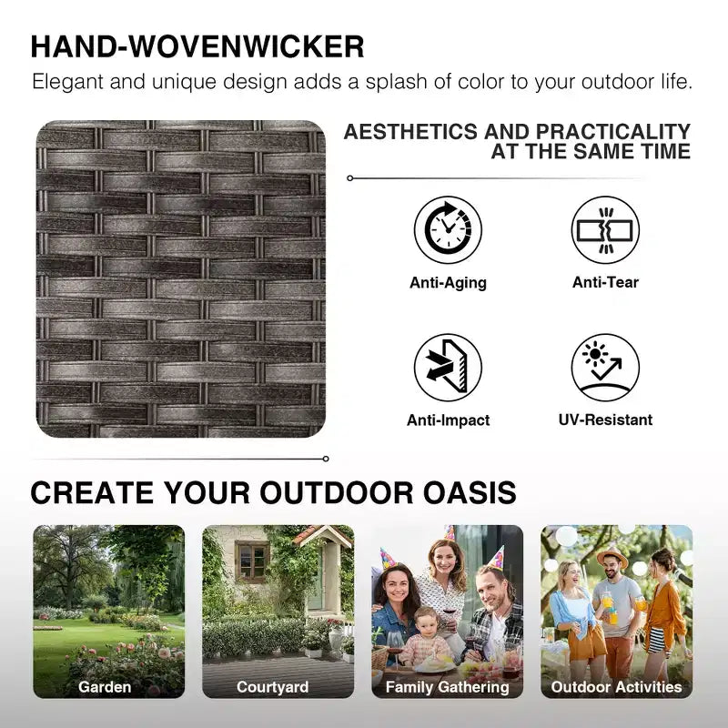 UPTIOT Outdoor Rattansofa mit 2 Sitzen und 4 Stühlen inklusive wetterfester Polster