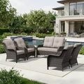UPTIOT Outdoor Wicker 2-Seat Sofa & 4 Chairs Set with All-Weather Cushions