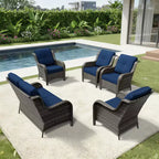 UPTIOT Outdoor Rattansofa mit 2 Sitzen und 4 Stühlen inklusive wetterfester Polster