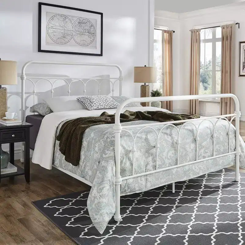 Caledonia Casted Knot Metal Queen Bed - Antique White - iNSPIRE Q
