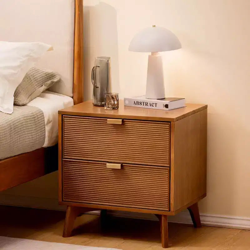 Linea Tambour 2 Drawer Nightstand with Brass Pull