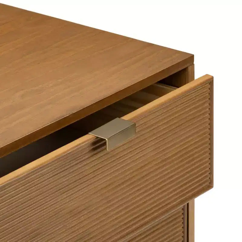 Nachttisch Linea Tambour mit 2 Schubladen und Messinggriffen