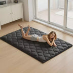 VEVOR Japanische Tatami-Matte, faltbare japanische Tatami-Matratze in voller Größe, Futonmatratze mit Aufbewahrungstasche, 9-lagige Bodenmatte, 203 x 137 x 9 cm, Schwarz