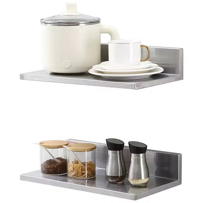 8.6 X 16 Stainless Steel Shelf, Wall Mounted Floating Shelving with Backsplash, 44 Lbs Load Capacity Commercial Shelves