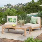 Christopher Knight Home Phanupong modernes 3-teiliges Gartenmöbel-Set aus Akazienholz mit Seilgeflecht und Lattenrost-Design