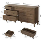 8-Schubladen-Kommode für Schlafzimmer, Vintage 59 TV-Kommode mit geschnitzten Griffen und spitz zulaufenden Beinen, Holzschubladen mit großer Kapazität