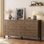 8-Schubladen-Kommode für Schlafzimmer, Vintage 59 TV-Kommode mit geschnitzten Griffen und spitz zulaufenden Beinen, Holzschubladen mit großer Kapazität