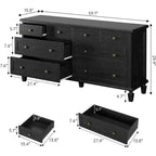 8-Schubladen-Kommode für Schlafzimmer, Vintage 59 TV-Kommode mit geschnitzten Griffen und spitz zulaufenden Beinen, Holzschubladen mit großer Kapazität