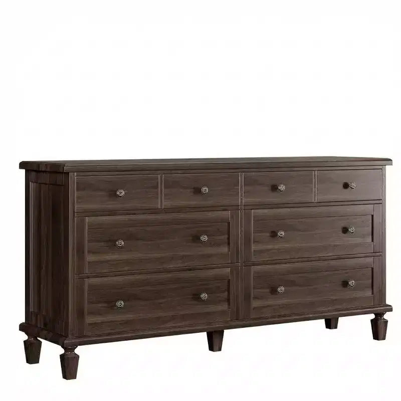 8-Schubladen-Kommode für Schlafzimmer, Vintage 59 TV-Kommode mit geschnitzten Griffen und spitz zulaufenden Beinen, Holzschubladen mit großer Kapazität