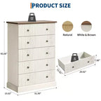 5-Schubladen-Kommode fürs Schlafzimmer, aufrechter Holzschrank, mit Metallgriffen, geeignet für Wohnungen, Schlafzimmer, Wohnzimmer und Esszimmer