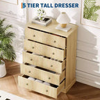 5-Schubladen-Kommode fürs Schlafzimmer, aufrechter Holzschrank, mit Metallgriffen, geeignet für Wohnungen, Schlafzimmer, Wohnzimmer und Esszimmer