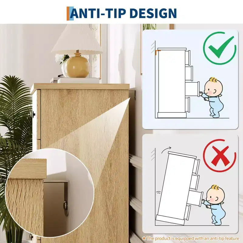 5-Schubladen-Kommode fürs Schlafzimmer, aufrechter Holzschrank, mit Metallgriffen, geeignet für Wohnungen, Schlafzimmer, Wohnzimmer und Esszimmer