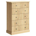 5-Drawer Bedroom Dresser, Upright Wooden Wardrobe, with Metal Handles, Suitable for Apartments, Bedrooms, Living Rooms, and Dining Rooms