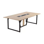 VEVOR Conference Table, 8 ft Office Meeting Table for 10 Person, Modern Rectangle Seminar Desk with Metal Legs, Large Meeting Desk for Office, Brown