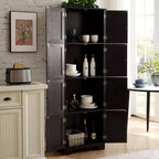 72.4 Hoher Lagerschrank Hoher Lagerschrank mit 8 Türen und 4 Regalen, Bücherregal für Wohnzimmer, Büro