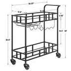 COZONY 2-stöckiger Barwagen mit Weinregal und Glashalterung, verspiegelter mobiler Servierwagen mit Rollen für Küche und Wohnzimmer