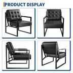 Mid-Century Akzentsessel – Kunstleder-Loungesessel mit Metallbeinen für Wohnzimmer, Schlafzimmer, Büro, Empfangsbereich – Schwarz