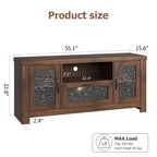 55" Farmhouse TV-Schrank mit Wellenlinien-Acryltüren, Entertainment-Center für 55" Fernseher, verstellbare Einlegeböden, 136 kg Tragfähigkeit