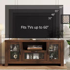 55" Farmhouse TV-Schrank mit Wellenlinien-Acryltüren, Entertainment-Center für 55" Fernseher, verstellbare Einlegeböden, 136 kg Tragfähigkeit