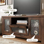55" Farmhouse TV-Schrank mit Wellenlinien-Acryltüren, Entertainment-Center für 55" Fernseher, verstellbare Einlegeböden, 136 kg Tragfähigkeit