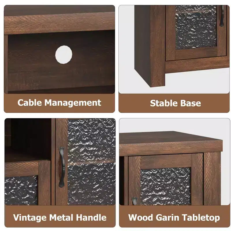55" Farmhouse TV-Schrank mit Wellenlinien-Acryltüren, Entertainment-Center für 55" Fernseher, verstellbare Einlegeböden, 136 kg Tragfähigkeit