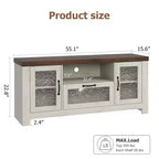 55" Farmhouse TV-Schrank mit Wellenlinien-Acryltüren, Entertainment-Center für 55" Fernseher, verstellbare Einlegeböden, 136 kg Tragfähigkeit